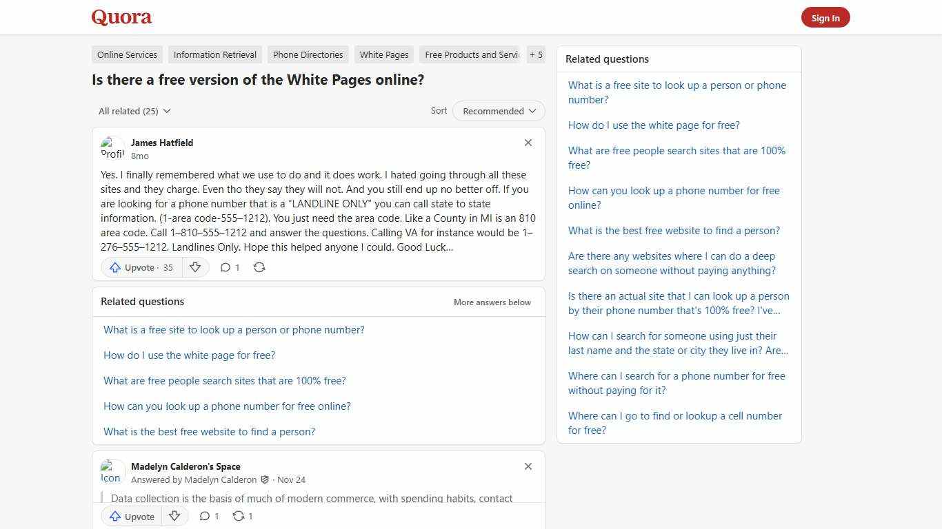 Is there a free version of the White Pages online? - Quora